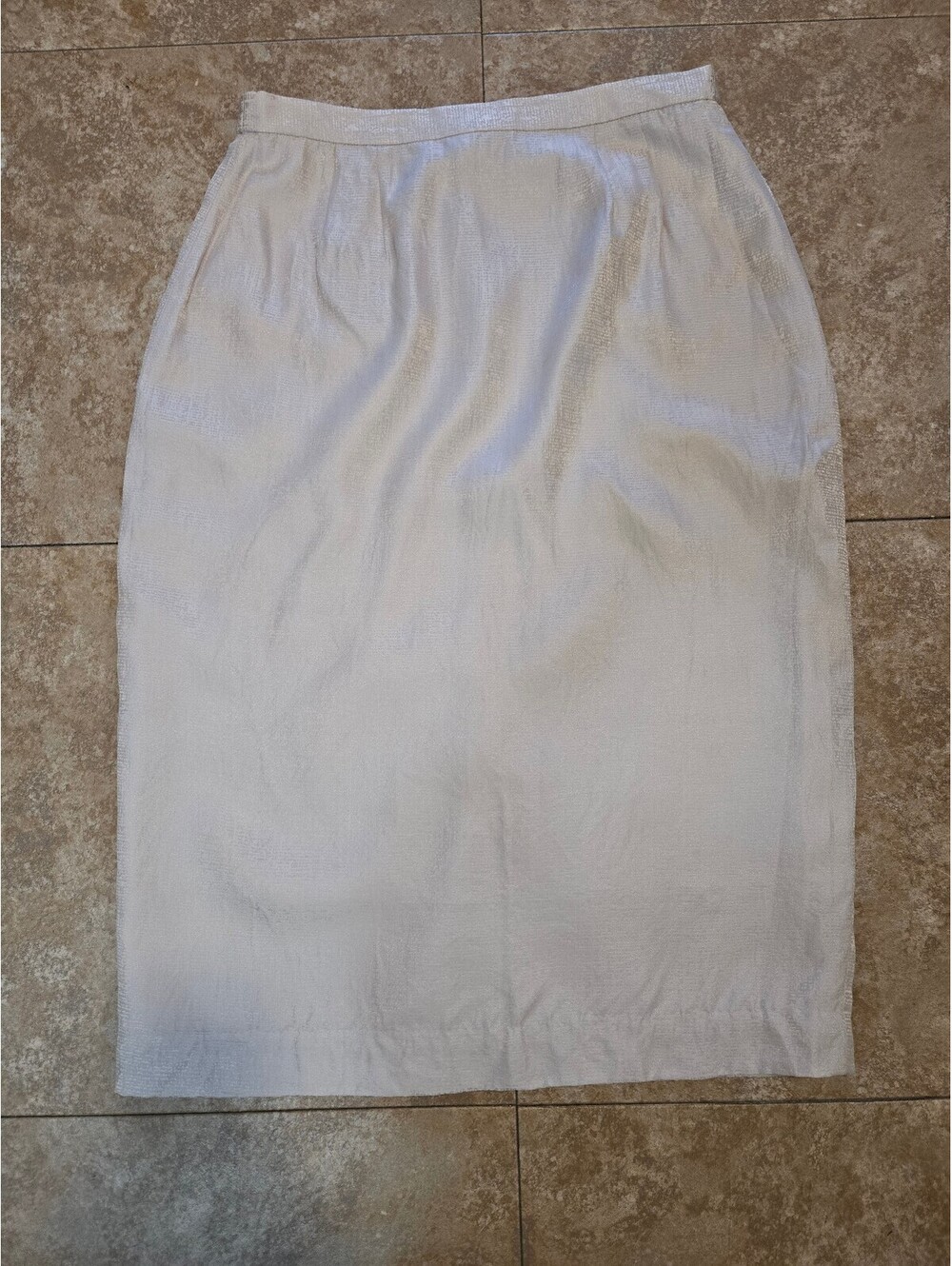 Vintage Custom Tailored 100% Pure Silk Shimmer Jacquard Pencil Skirt 10
